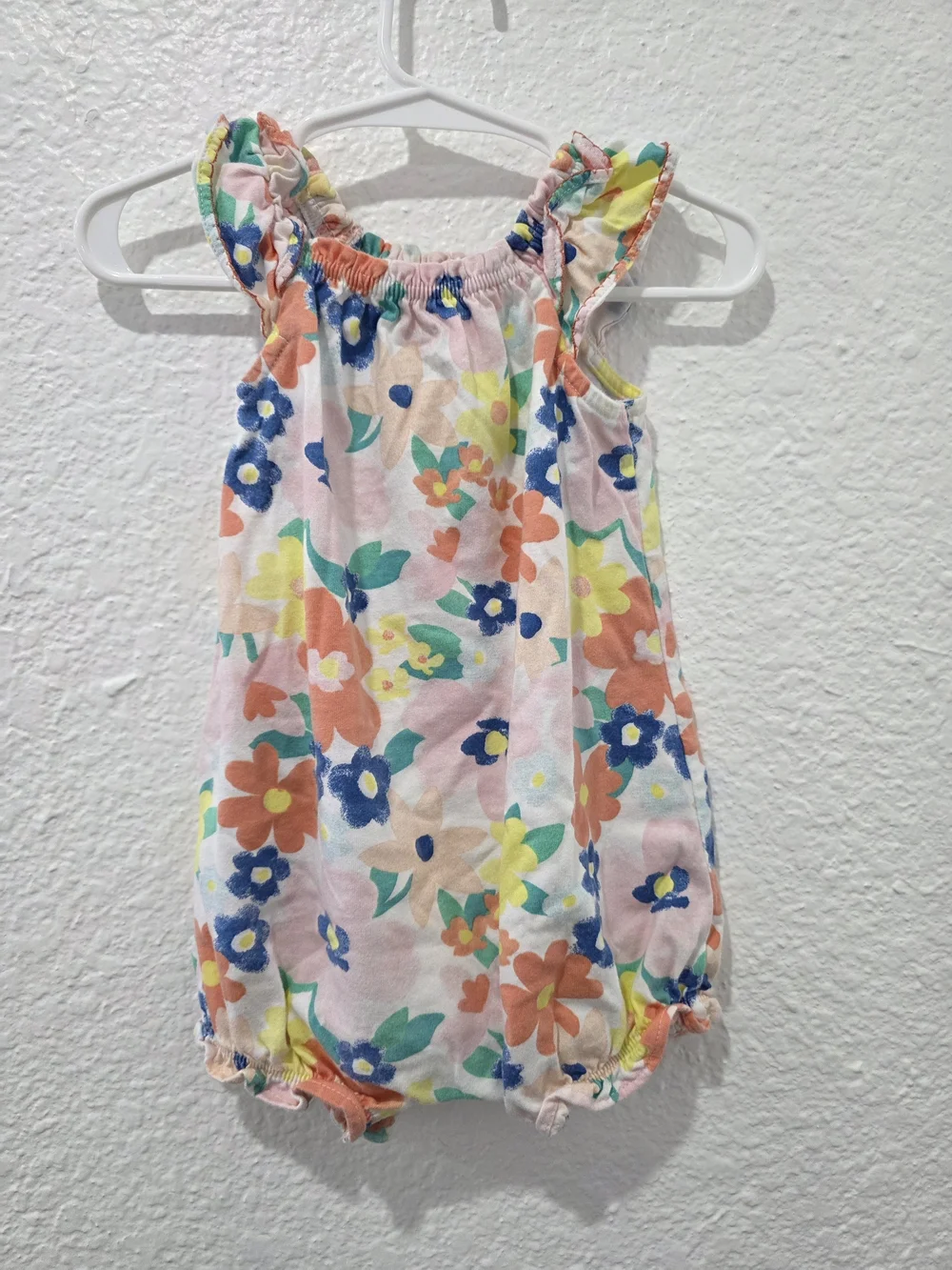 Carter's Pink Multi Floral Ruffle Romper